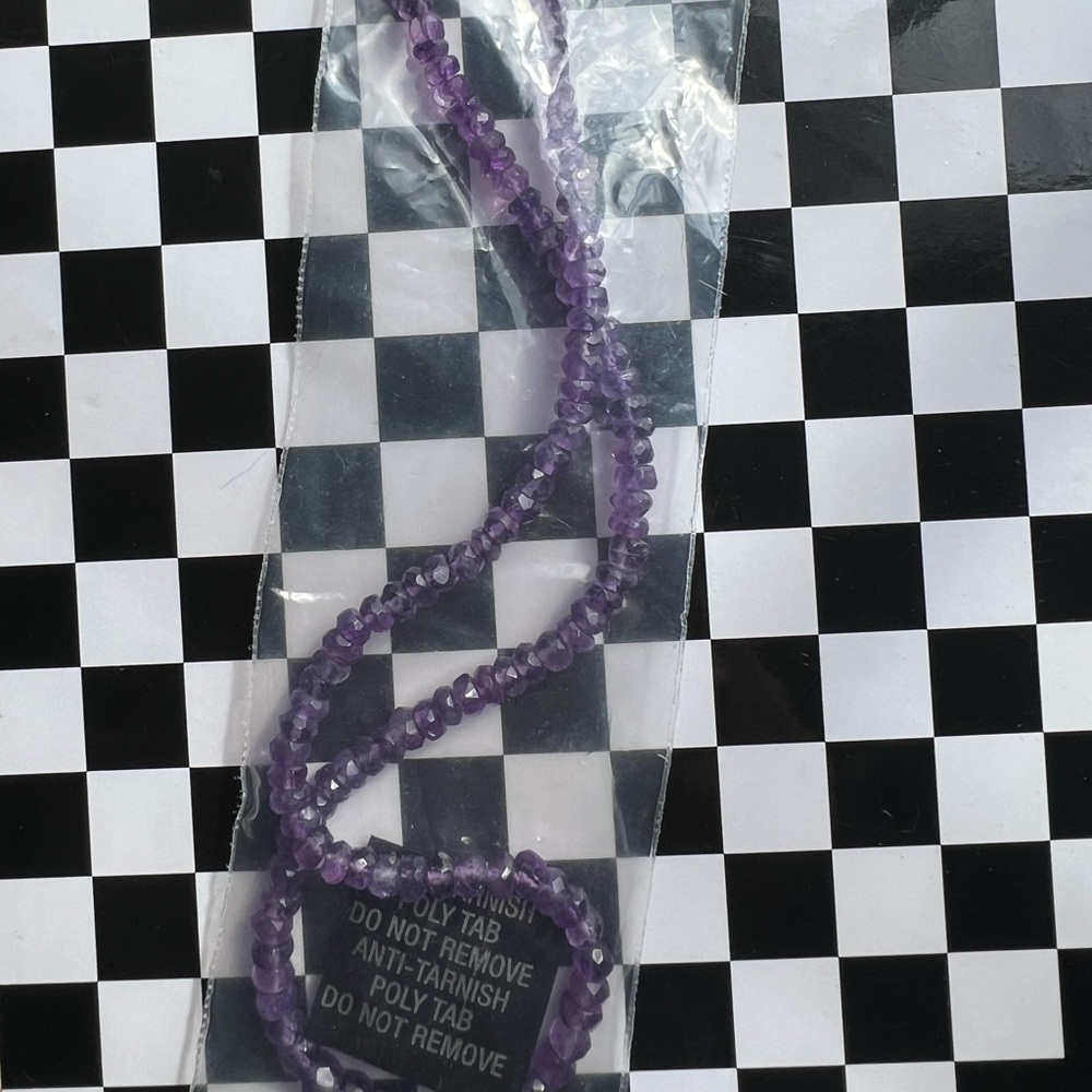 Purple Amethyst π Faceted Bead Necklace 60ctw Sterling Silver - Picture 6 of 16